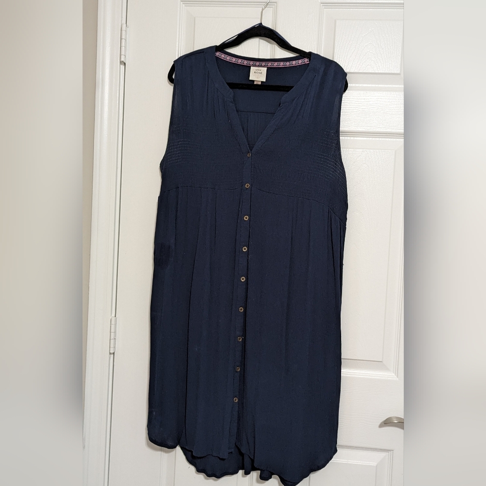 Mid length sleeveless Navy Blue Dress